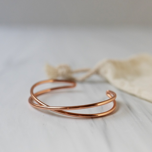 Tribe Alive Rose Gold Criss Cross 2.5" Cuff Bracelet RV $42 Causebox - NIP - Picture 6 of 6